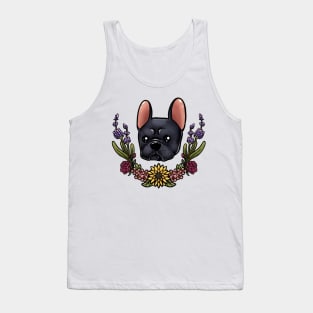 Black frenchie flowers Tank Top